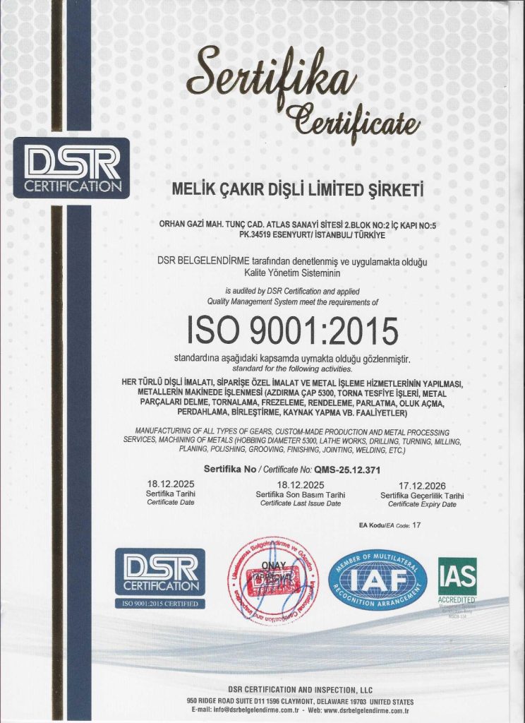 Özel Dişli İmalatı